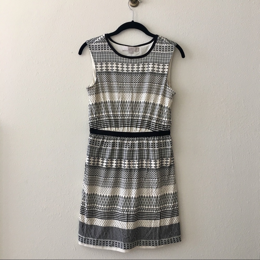 LOFT Sleeveless Sundress Black Cream